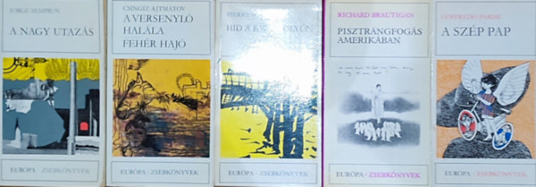 Jorge Semprun, Pierre Boulle, Richard Brautigan, Goffredo Parise Csingiz Ajtmatov - 5db reg�ny a Eur�pa zsebk�nyvek sorozatb�l - Csingiz Ajtmatov-A versenyl� hal�la/Feh�r haj�, Jorge Semprun-A nagy utaz�s, Pierre Boulle-H�d a Kwai foly�n, Richard Brautigan-Pisztr�ngfog�s Amerik�ban, Goffredo Parise-A sz�p pap