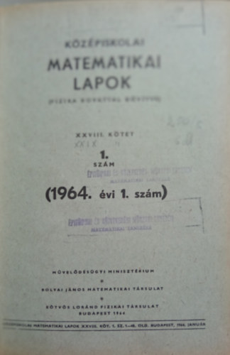 Kzpiskolai Matematikai Lapok (Fizika rovattal bvtve) 28-29. ktet 1964.
