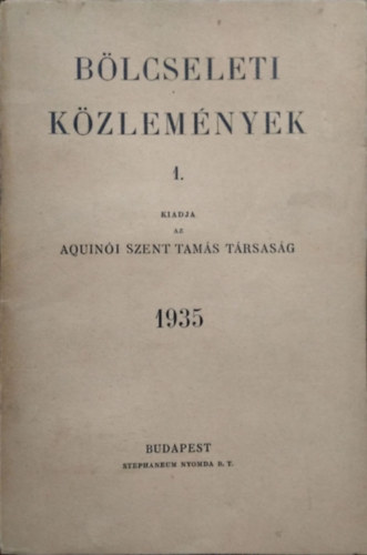 Bölcseleti közlemények 1. (1935)