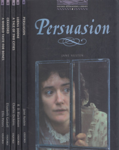 5 db Oxford Bookworms knyv: Persuasion + Lorna Doone + A tale of two cities + Cranford + A morbid taste for bones