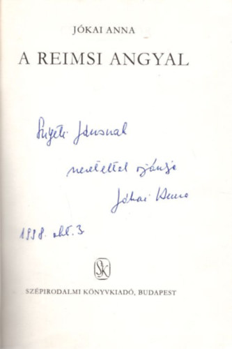 J�kai Anna - A Reimsi angyal - dedik�lt