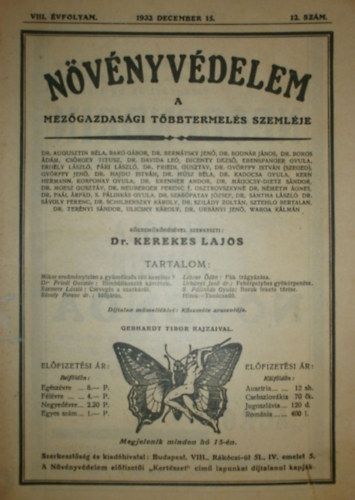 Dr. Kerekes Lajos  (szerk.) - Nvnyvdelem VIII. vfolyam 12. szm