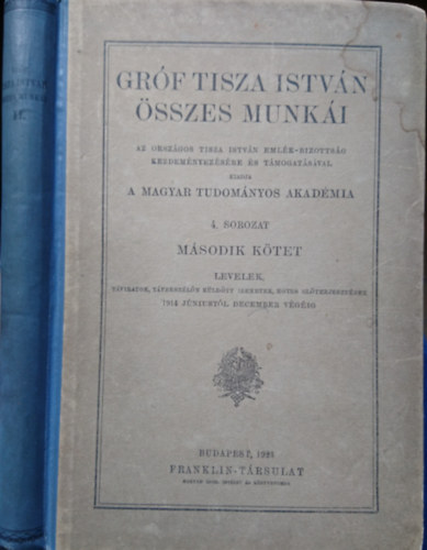 Gr�f Tisza Istv�n �sszes munk�i II.