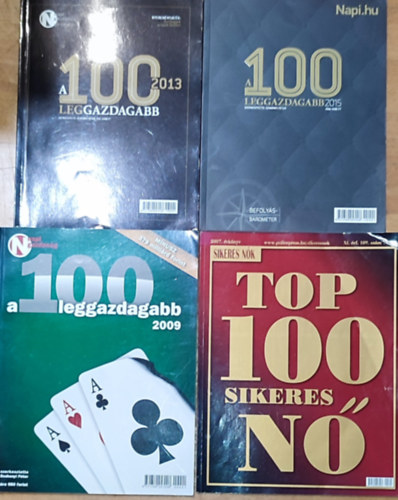 4db top 100 felsorol�ssal kapcsolatos foly�irat - Sikeres n�k-Top 100 sikeres n�, A 100 leggazdagabb 2009, A 100 leggazdagabb 2013, A 100 leggazdagabb 2015,