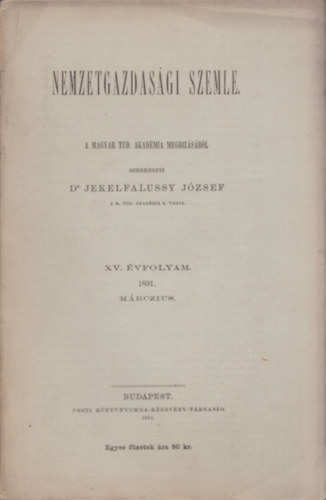 Nemzetgazdasgi Szemle XV. vfolyam 1891. mrczius