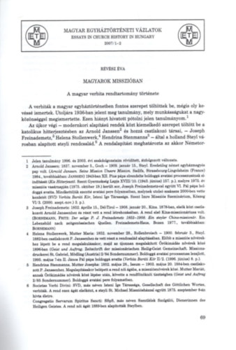 R�v�sz �va - Magyarok misszi�ban - Magyar egyh�zt�rt�neti v�zlatok 2007. �vi, 19. �vf.  1-2. sz�m - K�l�nlenyomat