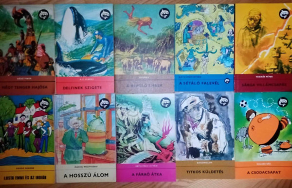 A. C. Clarke, Beljajev, Rth-Vgh Istvn, Tekns Pter, Kende Sndor, Maciej Wojtyszko, Bogomolov, Eduard Bz Dn Tibor - (10 db) Delfin ifjsgi knyvcsomag:Ngy tenger hajsa / Delfinek szigete / A repl ember / A stl falevl / Srga villmcsaps / Lusta Emmi s az indin / A hossz lom / A fra tka / Titkos kldets / A csodacsapat