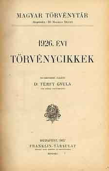 Dr. Trfy Gyula - 1926. vi trvnycikkek (Magyar Trvnytr)