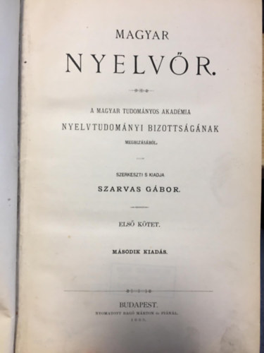 Magyar nyelvr I. ktet