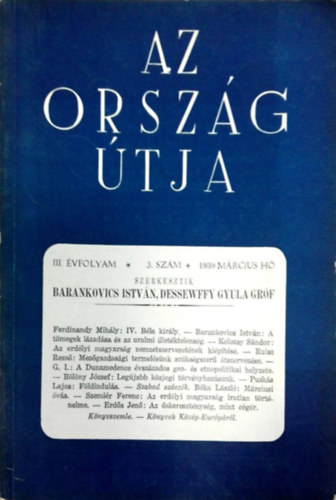 Dessewffy Gyula grf  Barankovics Istvn (szerk.) - Az orszg tja III. vf. 3. szm 1939 mrcius h