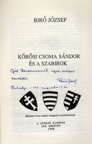 Br Jzsef - Krsi Csoma Sndor s a szabirok- dediklt