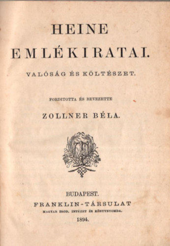 Zollner B�la - Heine eml�kiratai, Heine dalaib�l (2 m�!)