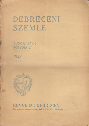 Debreceni Szemle (Tudomnyos folyirat) 1943-as vfolyam (12 szm)