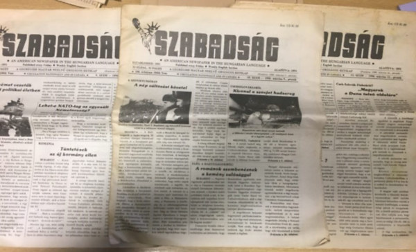 3 db.: Szabadsg - An American newspaper in the hungarian language - 100. vfolyam 9. szm, 10. szm, 12. szm