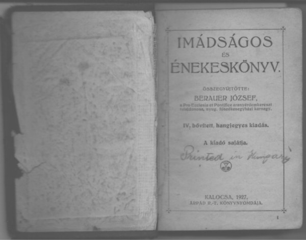 Berauer J�zsef (�sszegy�jt�tte) - Im�ds�gos �s �nekesk�nyv