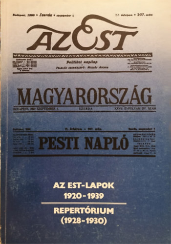 Pesti Ern  (sszell.) - Az Est-lapok 1920-1939 - Repertrium (1928-1930)
