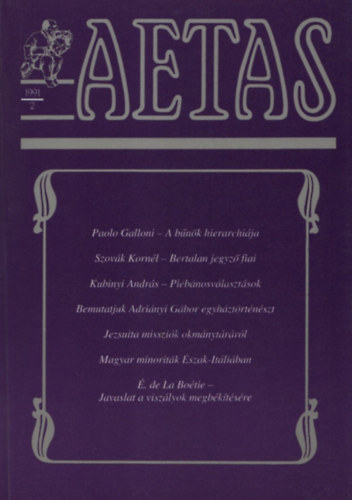 Dek gnes  (szerk.) - Aetas - Trtnettudomnyi Folyirat 1991/2.