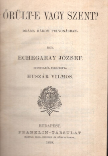 Echegaray József - Őrült-e vagy szent?