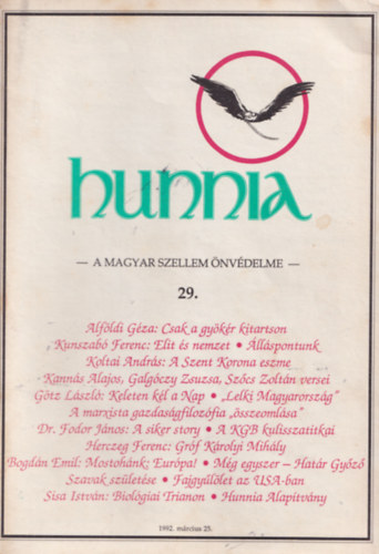 Kunszab Ferenc  (fszerk.) - Hunnia - A magyar szellem nvdelme 29.
