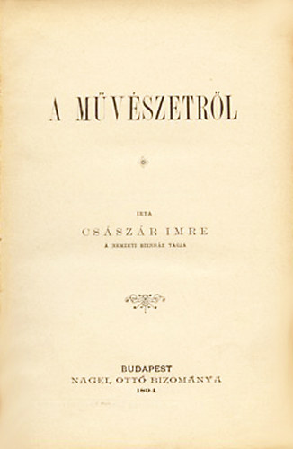 Cs�sz�r Imre - A m�v�szetr�l