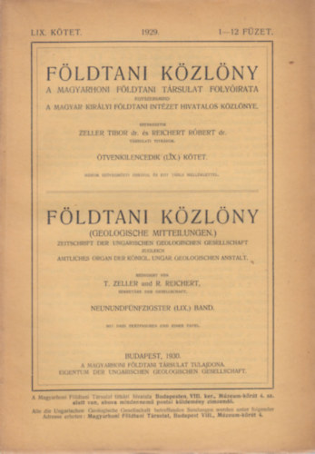 Fldtani kzlny 1929. LIX. ktet 1-12. fzet