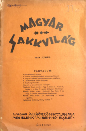 Magyar Sakkvilg 1928. junius XIII. vfolyam 6. szm