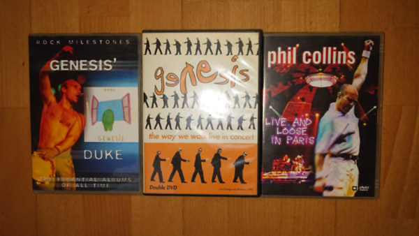 Phil Collins - 3 zenei  DVD Phil Collinsszal a f�szerepben: The Genesis - The Way We Walk, The Genesis - Duke, Live and Loose in Paris