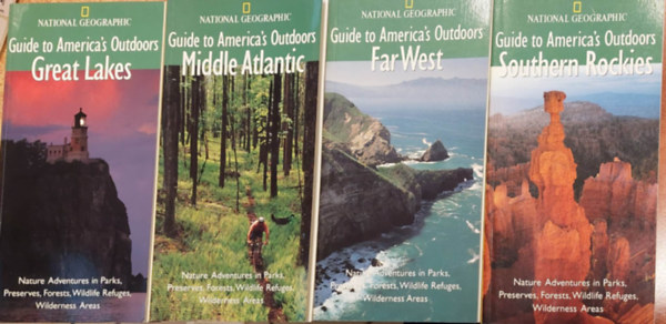 4 db National Geographic tikalauz angol nyelven: Guide to America's Outdoors:Great Lakes, Guide to America's Outdoors: Soutern Rockies, Guide to America's Outdoors: Far West, Guide to America's Outdoors: Middle Atlantic