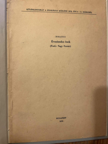 Horatius - �vsz�zados �nek