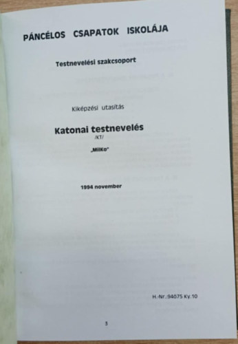 Kiképzési utasítás - Katonai testnevelés