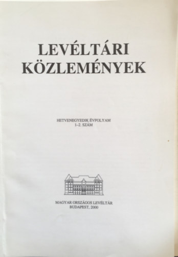 D. Tth Bla - Levltri Kzlemnyek - 71. vf. 1-2. szm