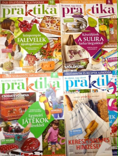 4 db. Praktika Magazin - 2010.j�l. - 7. sz�m, 2010.aug. 8. sz�m, 2010.szept. 9. sz�m, 2010.okt. 7. sz�m (szab�s-varr�s-k�t�s-hobby-lak�sdivat-k�zimunka)