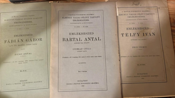 Gyomlay Gyula, Pecz Vilmos Zichy Antal - Eml�kbesz�d F�bi�n G�bor/ Bartal Antal/ T�lfy Iv�n felett