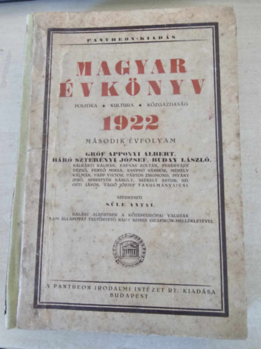S�le Antal  (szerk.) - Magyar �vk�nyv 1922.