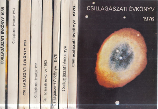 8 db. Csillagászati évkönyv (1976, 1978, 1979, 1980, 1981, 1982, 1983, 1985)