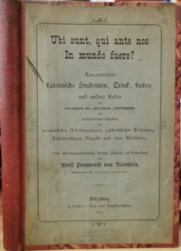 Adolf Pernwerth Von B�rnstein - Ubi Sunt, Qui Ante Nos in Mundo Fuere?