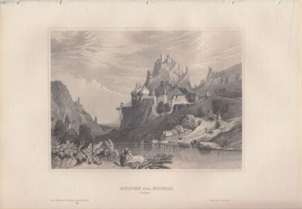 Ruinen von Ettaia (Indien) (Ettaia romjai, India, Ázsia) (16x23,5 cm lapméretű eredeti acélmetszet, 1856-ból)