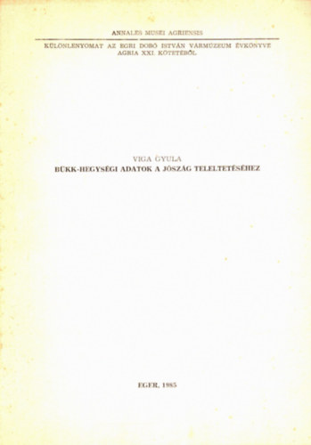 Viga Gyula - B�kk - hegys�gi adatok a j�sz�g teleltet�s�hez