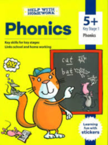 Help With Homework: 5+ Phonics with stickers (Segítség a házi feladathoz: 5+ Fonetika matricákkal angol nyelven)