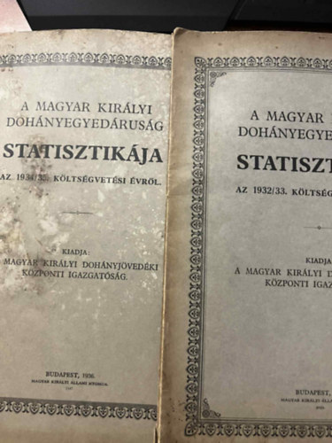 A magyar királyi dohányegyedáruság statisztikája 1932/33/34/35. költségvetési évről