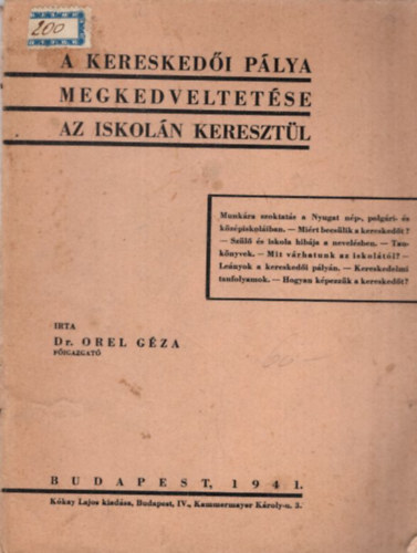 Dr. Orel Gza - A kereskedi plya megkedveltetse az iskoln keresztl