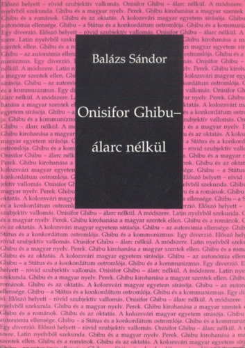 Balzs Sndor - Onisifor Ghibu - larc nlkl