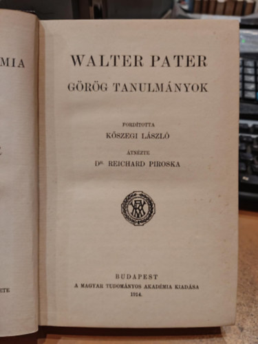 K�szegi L�szl�  Walter Pater (ford.) - G�r�g tanulm�nyok