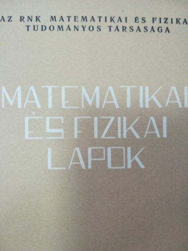 Matematikai s fizikai lapok 5. 1960 mjus