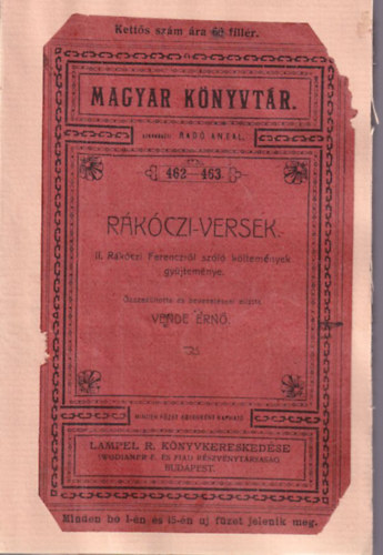 Vende Ernő - Rákóczi-versek - Magyar Könyvtár 462-463