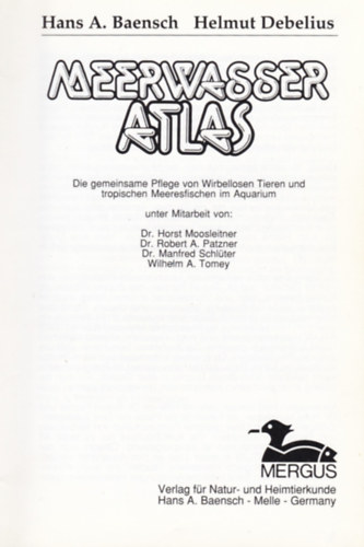 Hans A. Baensch - Helmut Debelius - MEERWASSER ATLAS