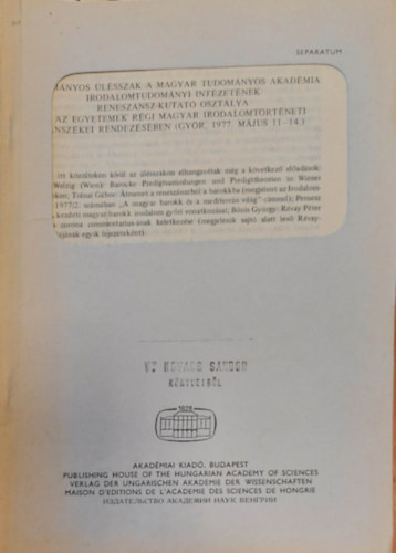 Bitskey István - Nemzetközi Barokk- Kutatás és a magyar barokk irodalom - Különlenyomat