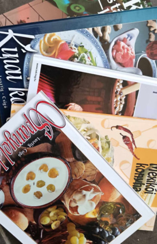 H�rom kontinens egy asztalon:K�nai,Spanyol,Mexik�i 4db szak�csk�nyv egy csomagban