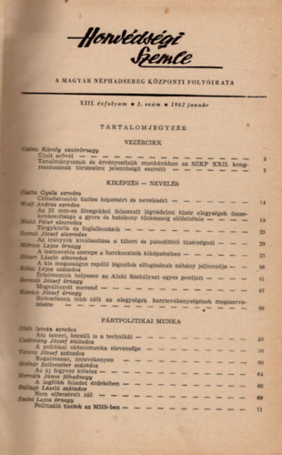 Honvédelmi Minisztérium - Honvédségi Szemle XIII. évfolyam 1962 ( 12 szám egybekötve )