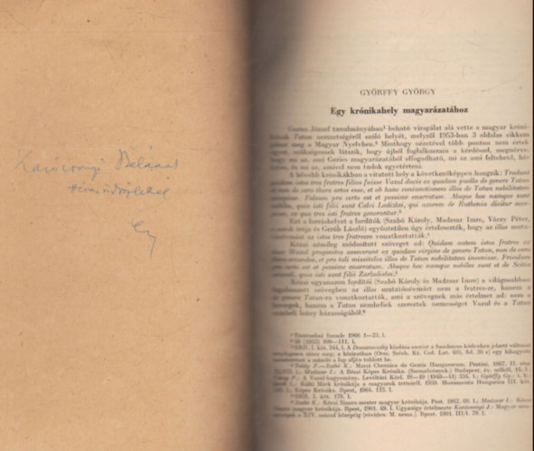 Gy�rffy Gy�rgy - Egy kr�nikahely magyar�zat�hoz - K�l�nlenyomat - Dedik�lt